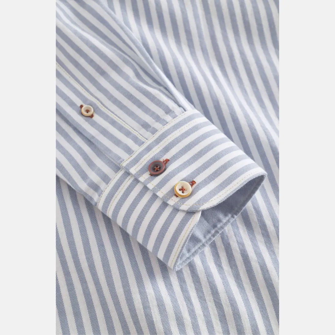 Colours And Sons Brushed Twill Striped Shirt Lake Stripes 9024-215