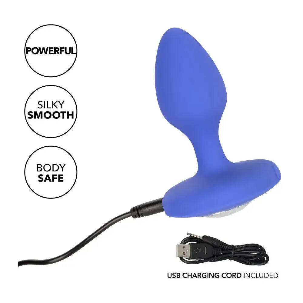 Colt Silicone Blue Medium Rechargeable Vibrating Butt Plug with Gems