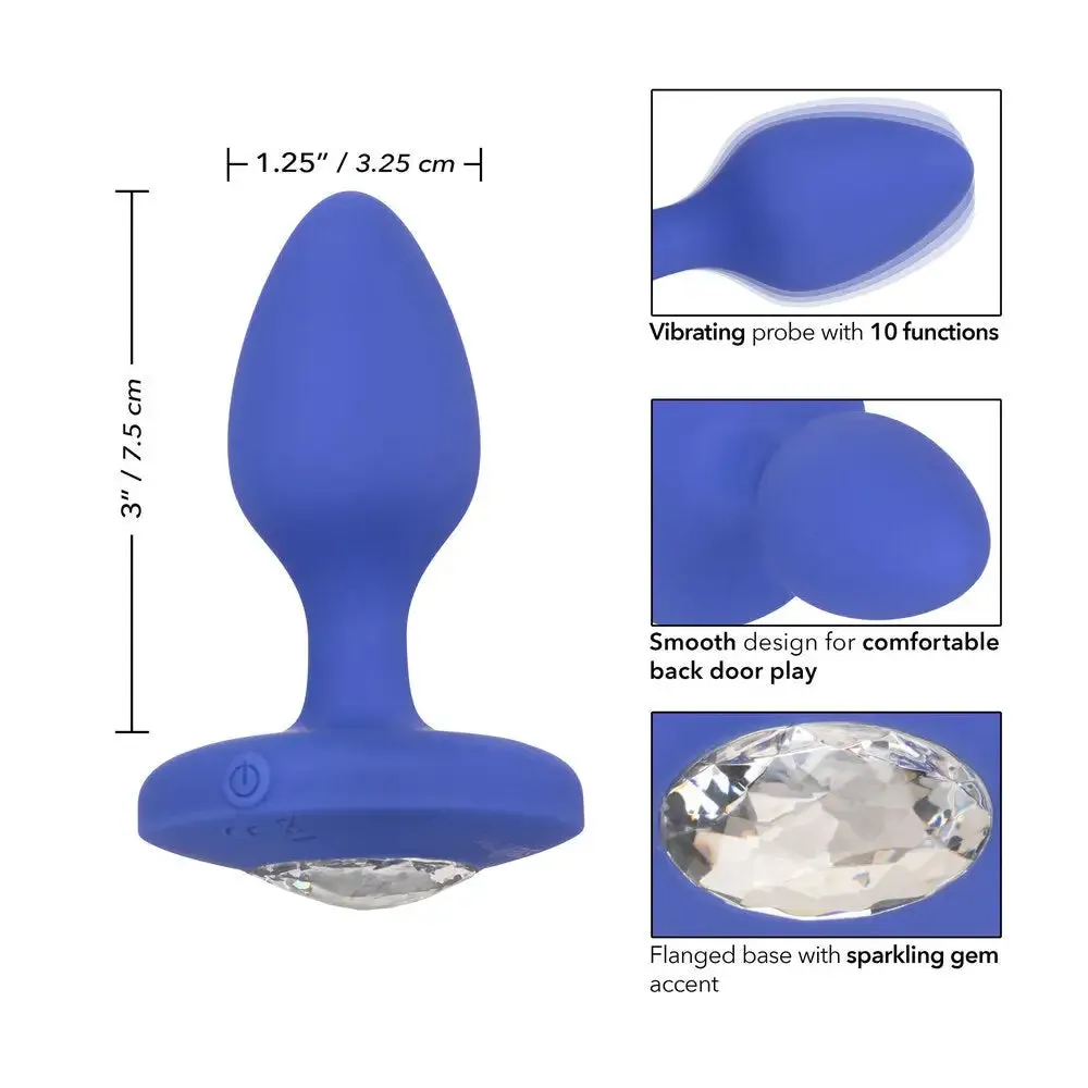 Colt Silicone Blue Medium Rechargeable Vibrating Butt Plug with Gems