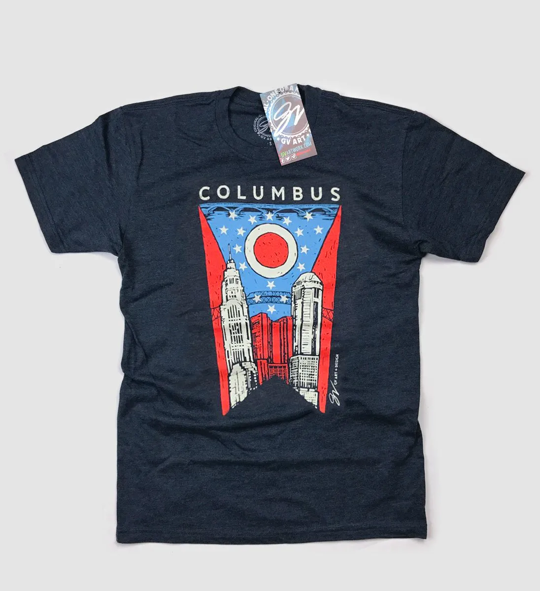 Columbus Ohio Flag Landmarks T shirt