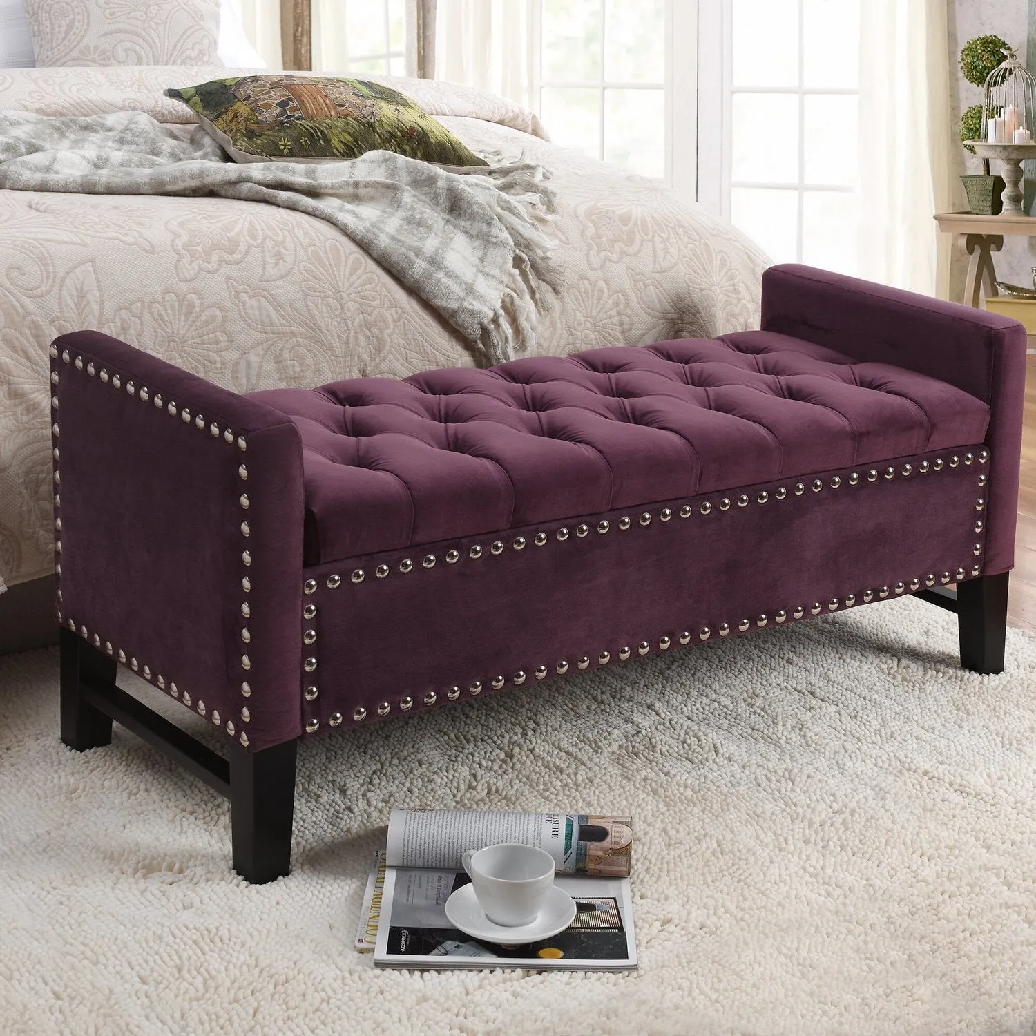 Columbus Velvet Storage Bench