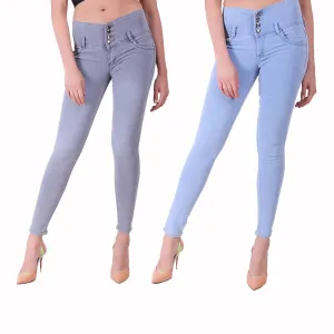 Combo Of 2 High Waist Denim Jeggings