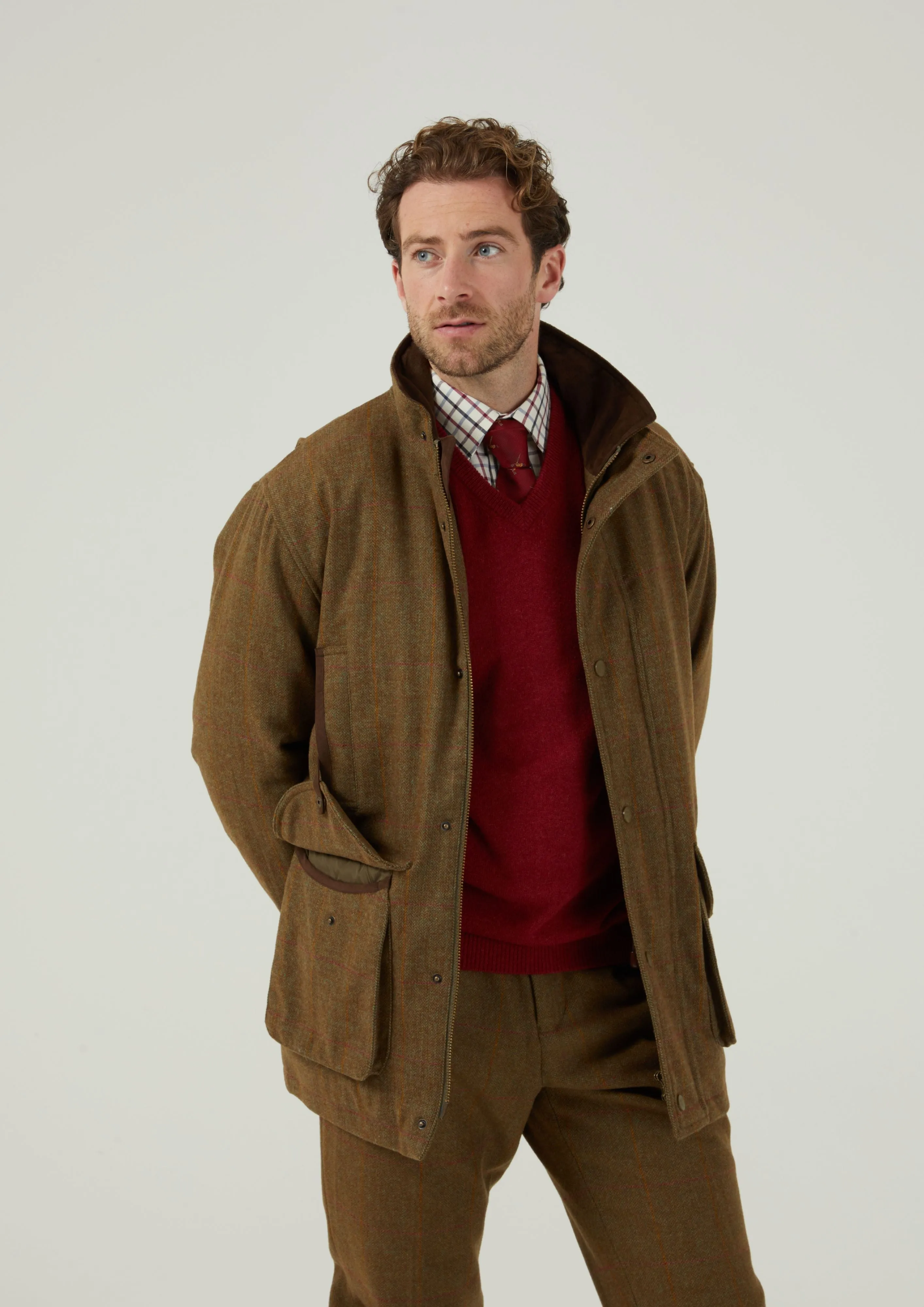 Combrook Men's Tweed Shooting Field Coat In Hawthorn - Shooting Fit