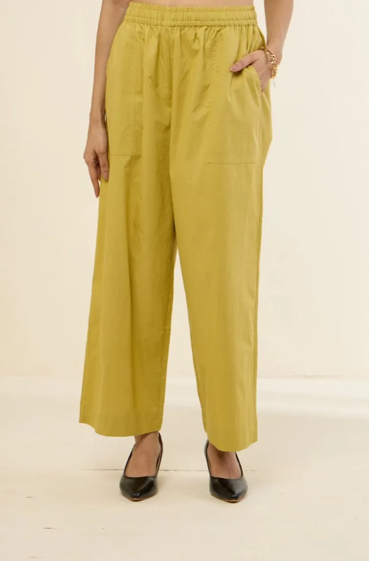 comfort fit cotton pants - light green poplin