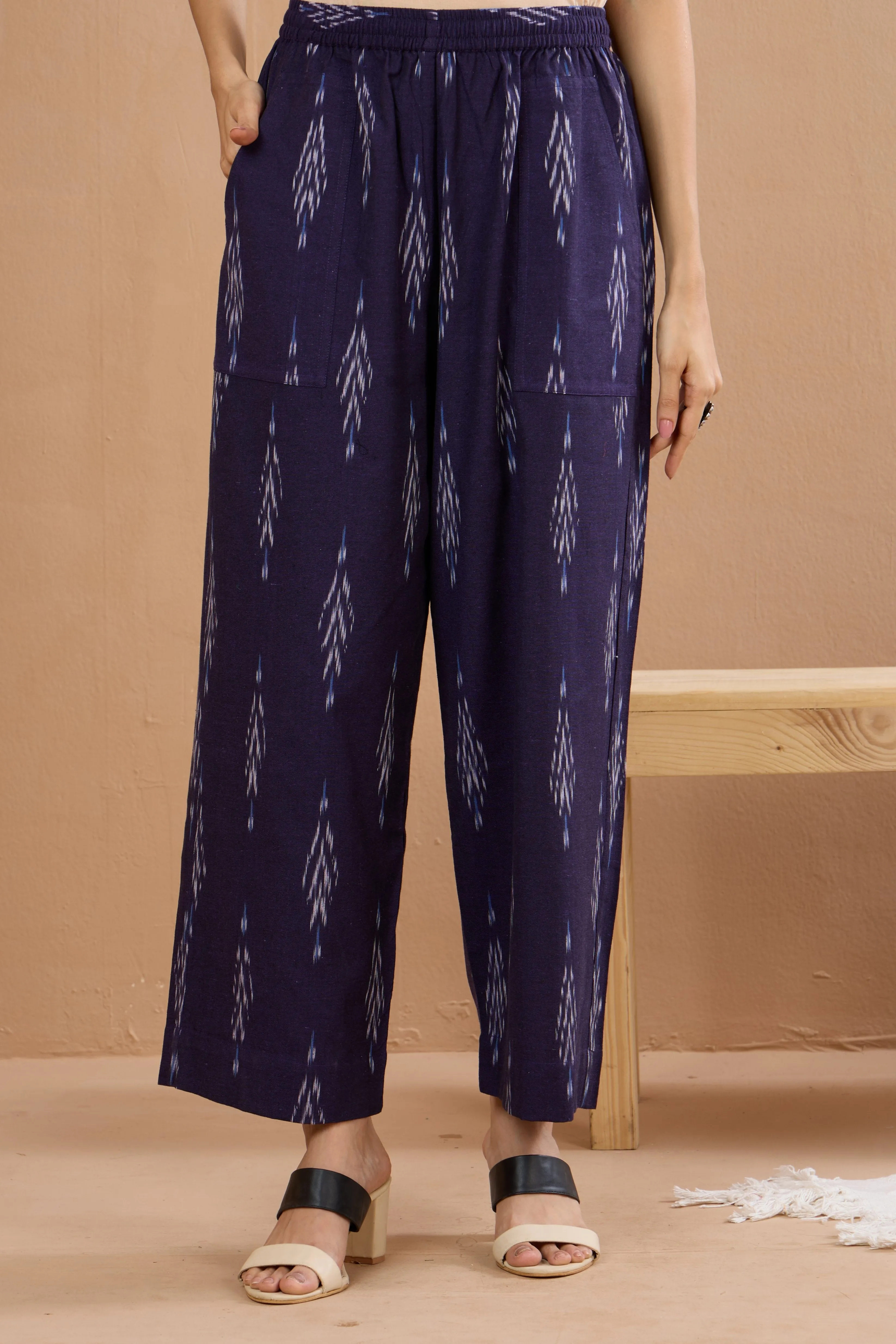 comfort fit pants - purple ikat pants