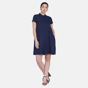 Comfortable Navy Blue Cotton Ladies Sundress