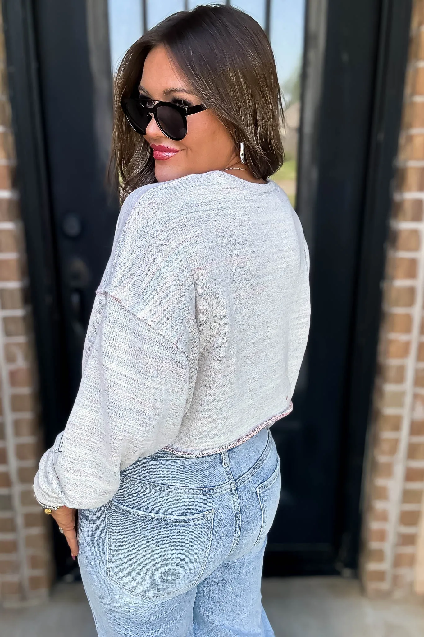 Comfy Crewneck Whip Cream Crop Sweatshirt