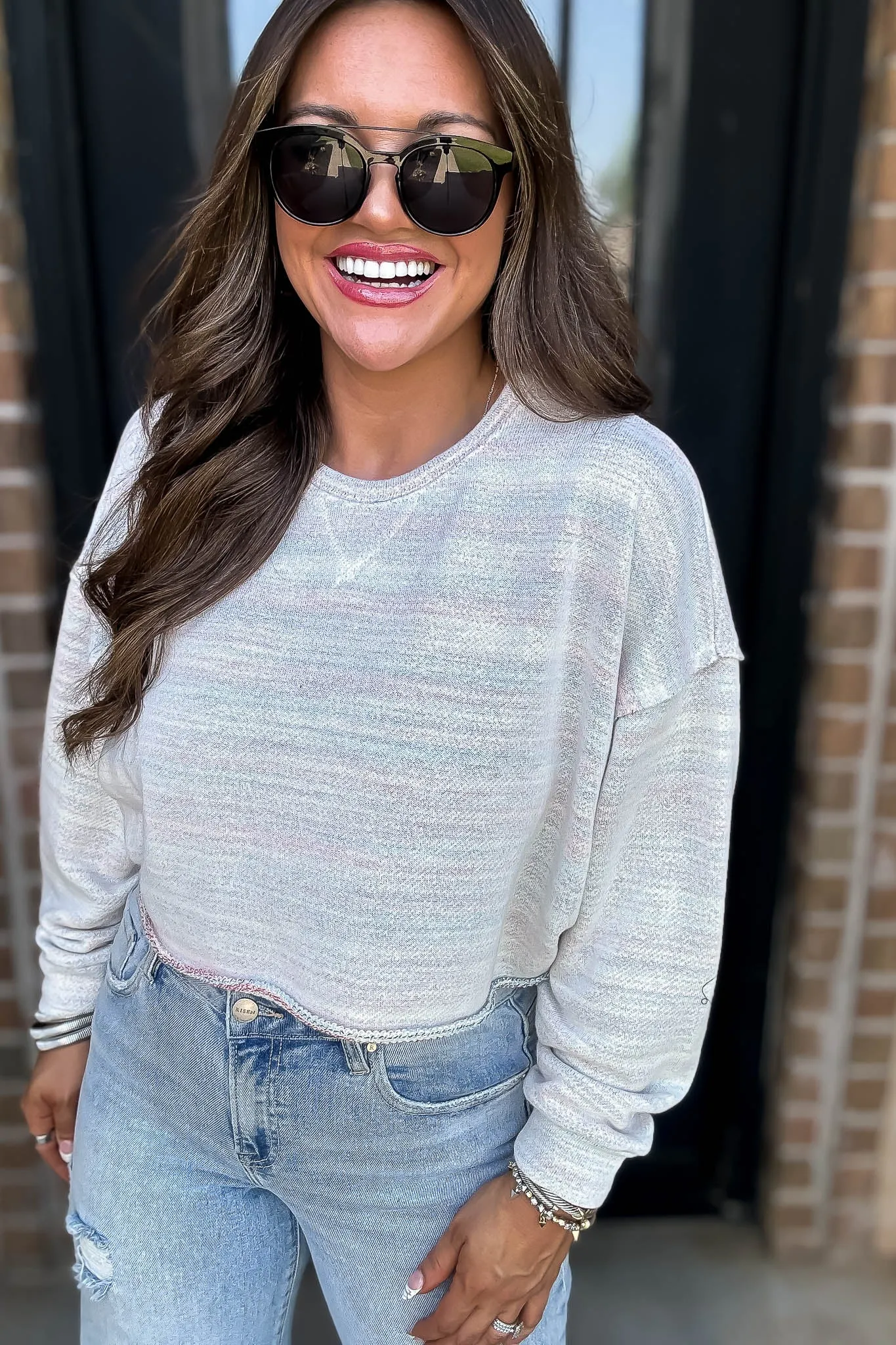 Comfy Crewneck Whip Cream Crop Sweatshirt