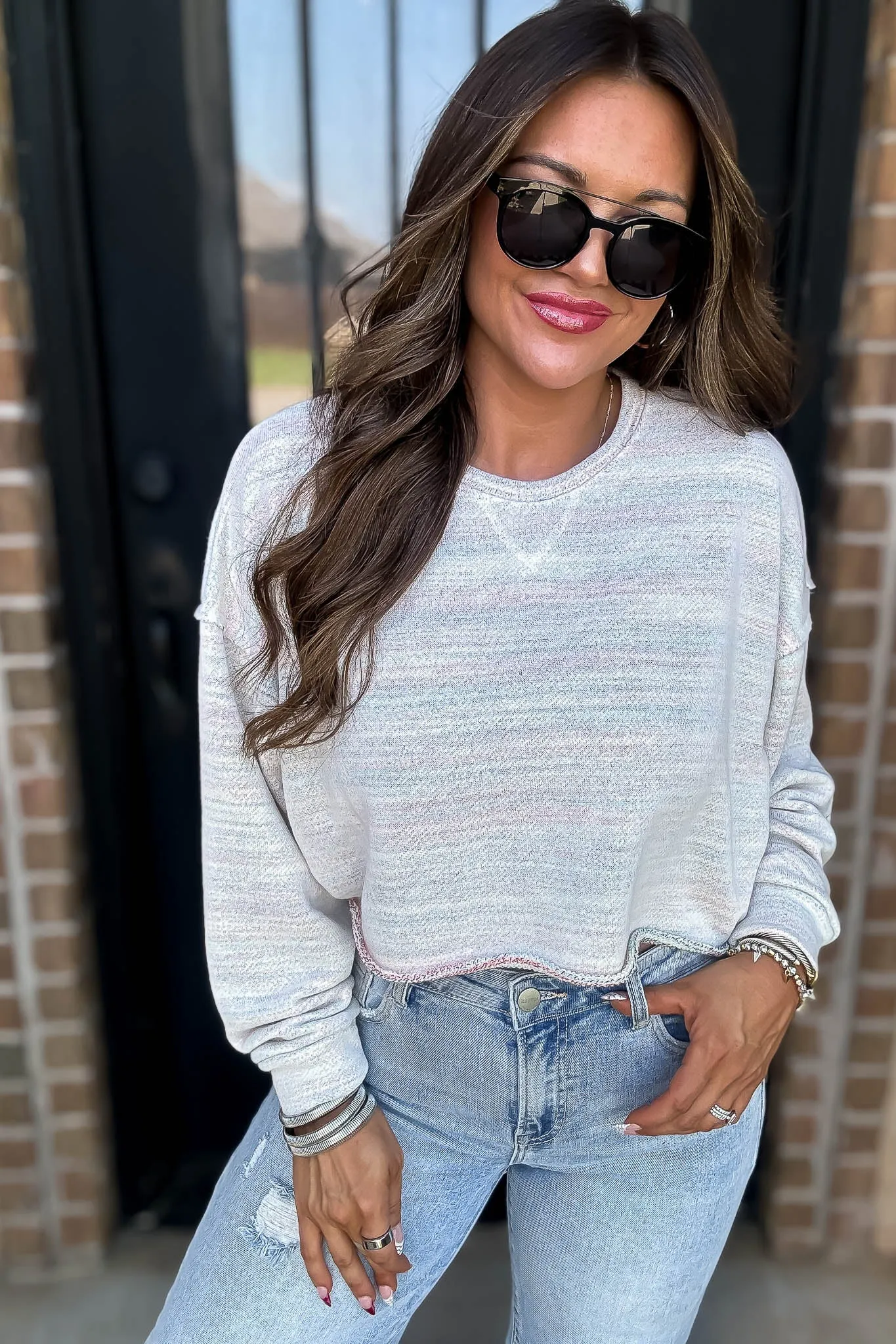 Comfy Crewneck Whip Cream Crop Sweatshirt