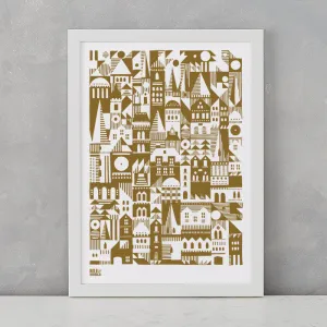 'Coming Home' Geometric Art Print in Bronze