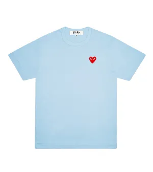 COMME DES GARÇONS PLAY Men's Bright Red Heart on Blue T-Shirt