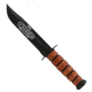 Commemorative Fighting Knife - 120th Anniversary USN 7" Plain Blade, Leather Handles and Sheath