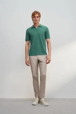 Compact Knit Open Collar Polo