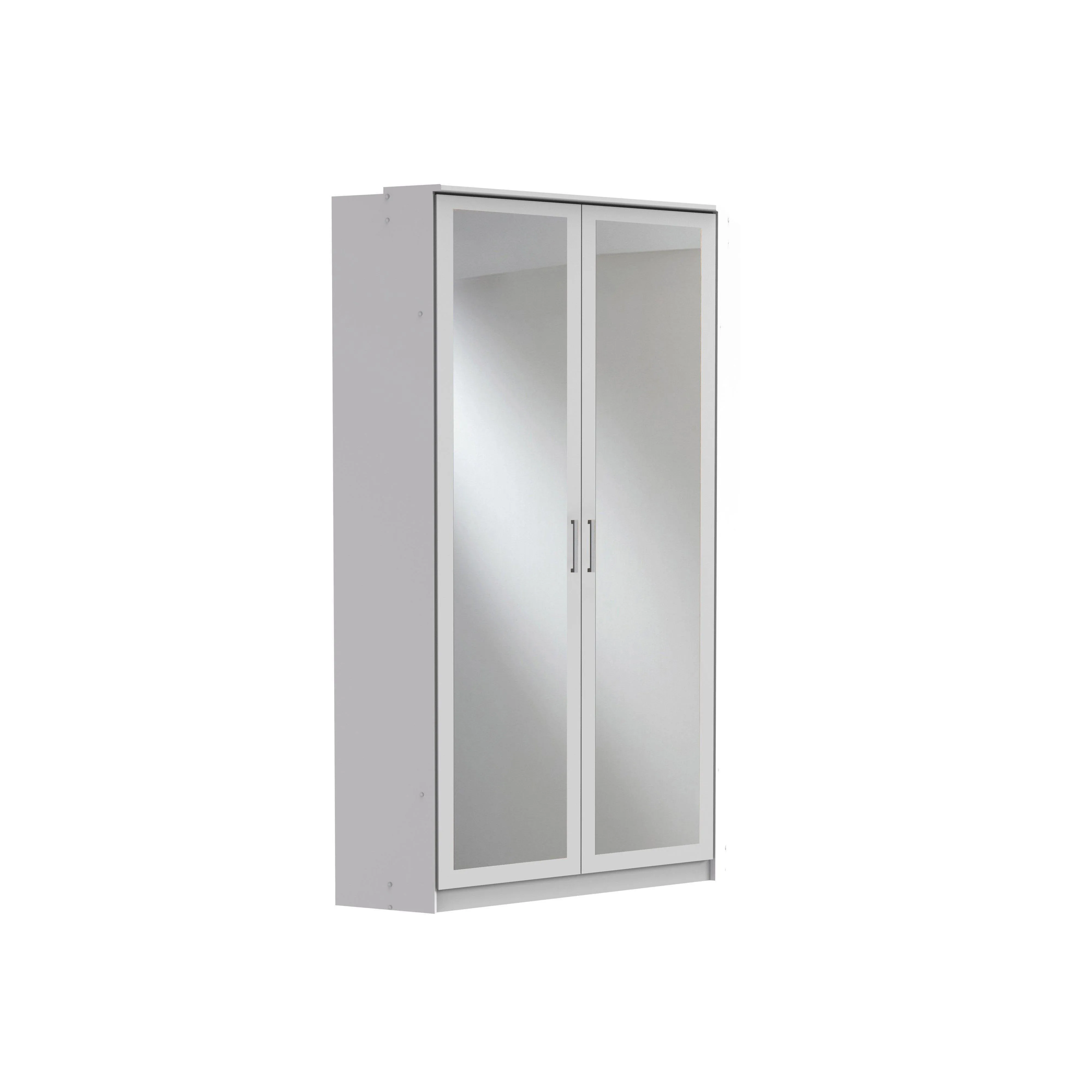 Compact Mirrored Corner Wardrobe Grey White