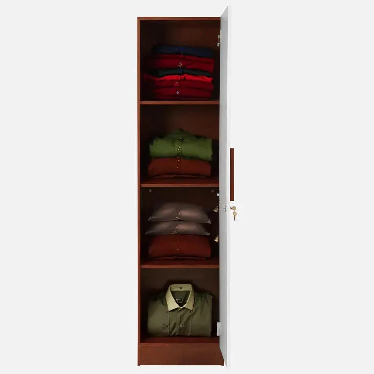 Compact Single-Door Wardrobe With Three Shelves For Organized And Stylish Storage