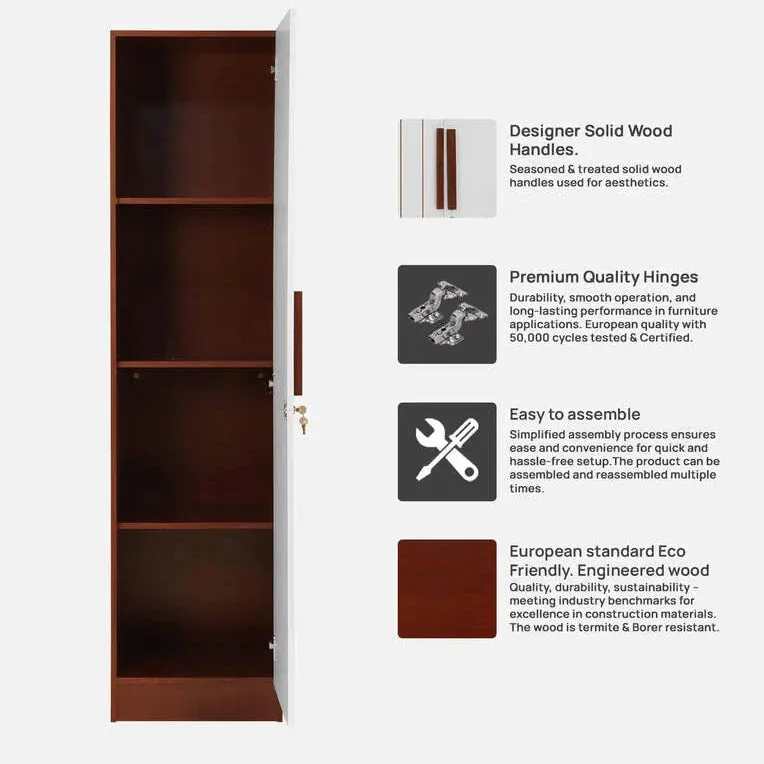 Compact Single-Door Wardrobe With Three Shelves For Organized And Stylish Storage