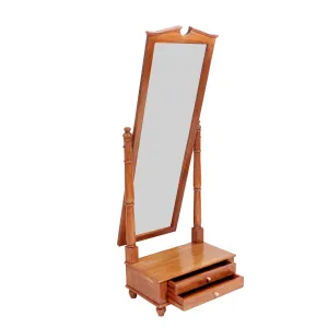 Compact teak wood revolving mirror stylish sleek dressing table