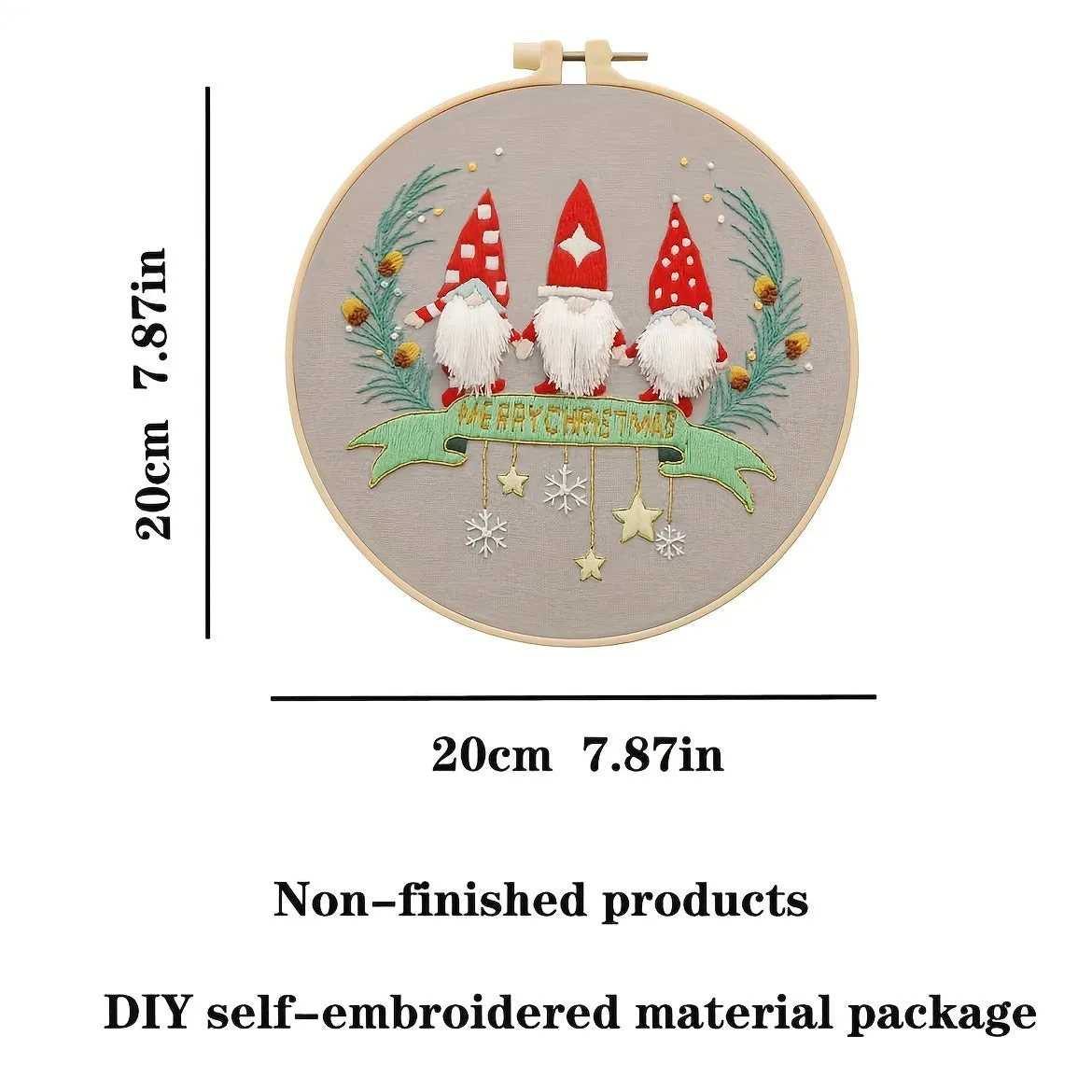 Complete 3D Embroidery Kit with Christmas Patterns and Hoop