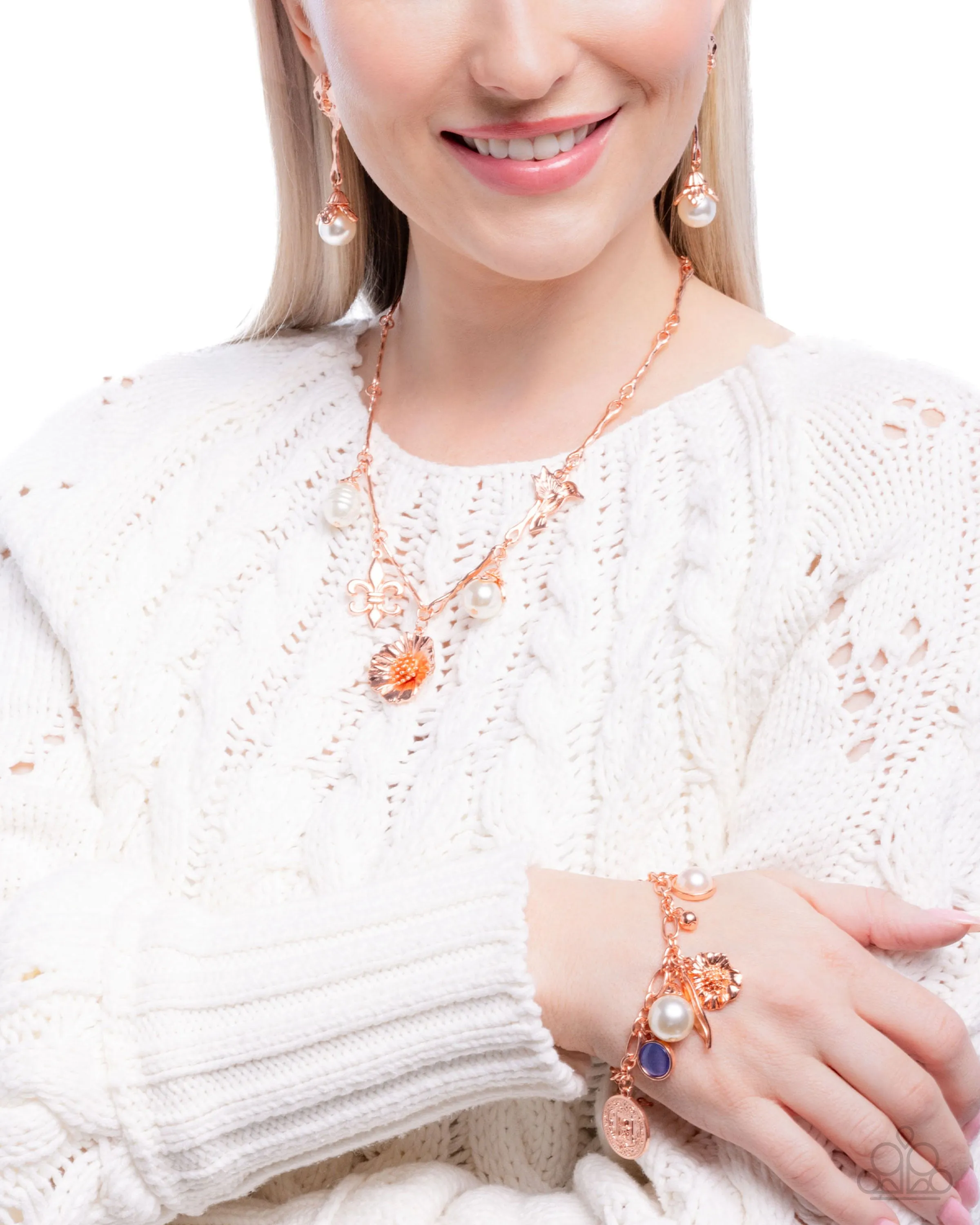 Complete Look: Copper Necklace, Earrings and Bracelet Set