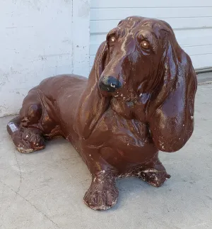 Concrete Basset Hound Dog Statue