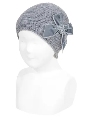 Condor grey velvet bow pull on hat