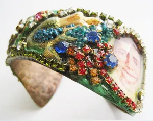 Coney Island NY Mermaid & Tillie Rhinestone Jeweled Cuff Bracelet