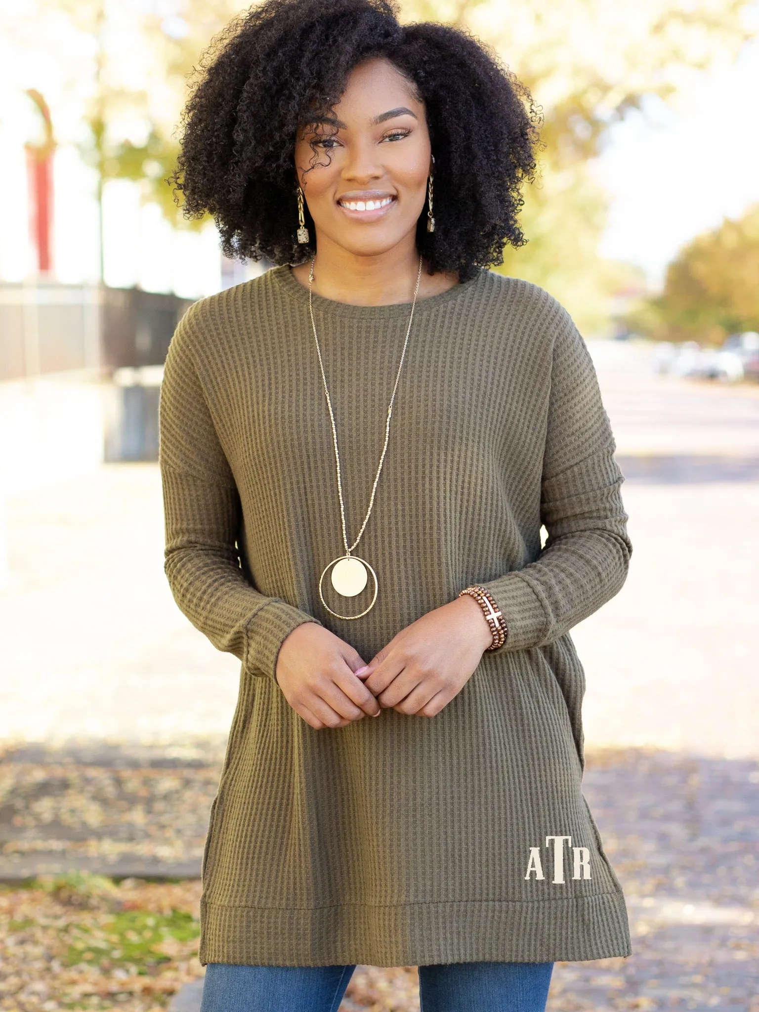 Confident and Carefree Round Neck Sweater - Tan