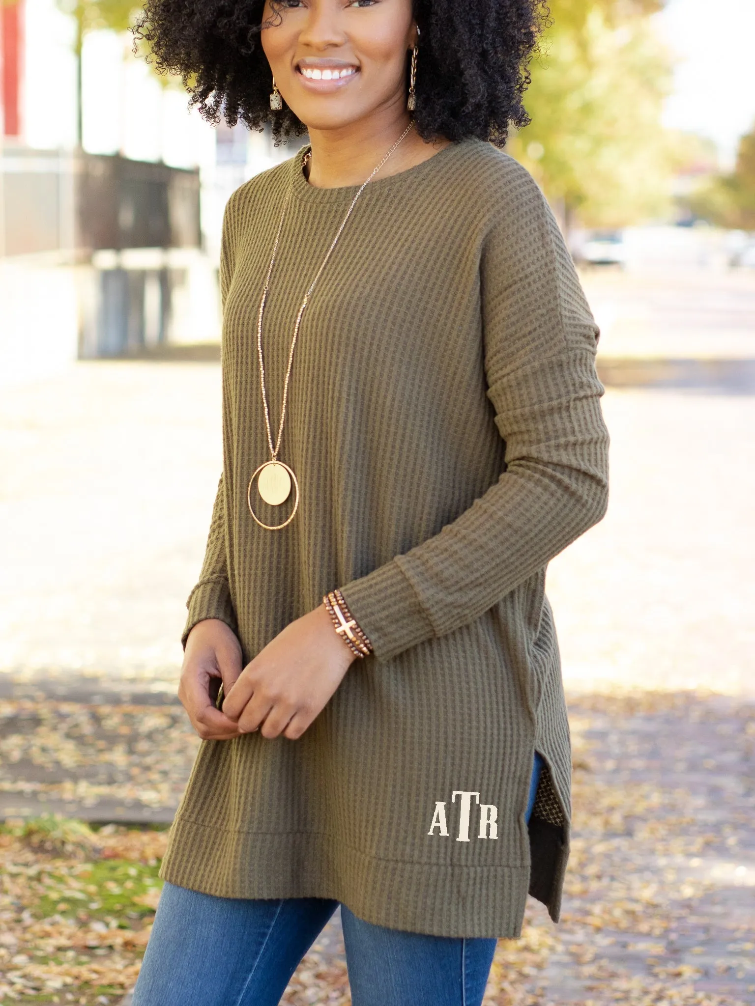 Confident and Carefree Round Neck Sweater - Tan