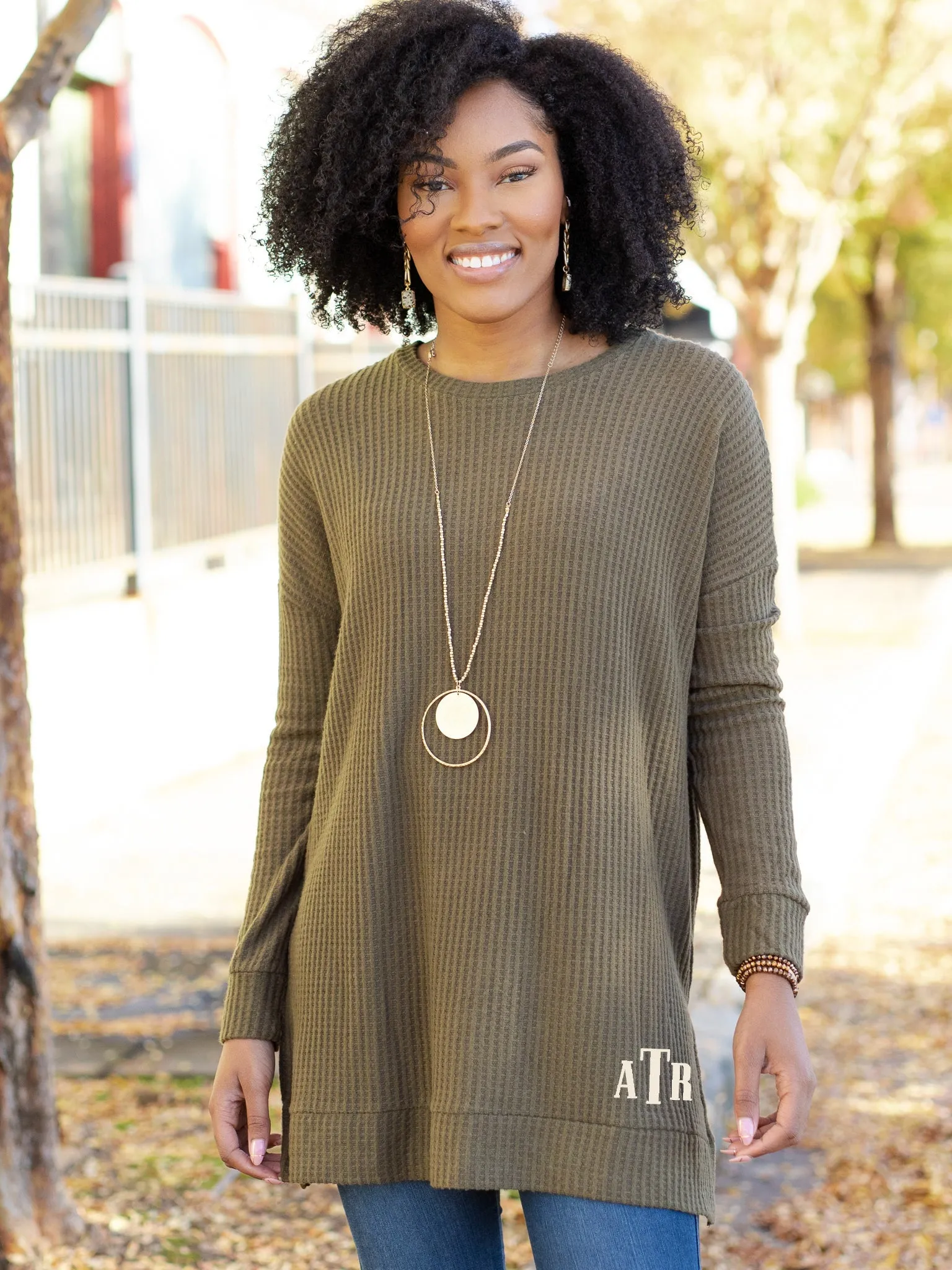 Confident and Carefree Round Neck Sweater - Tan