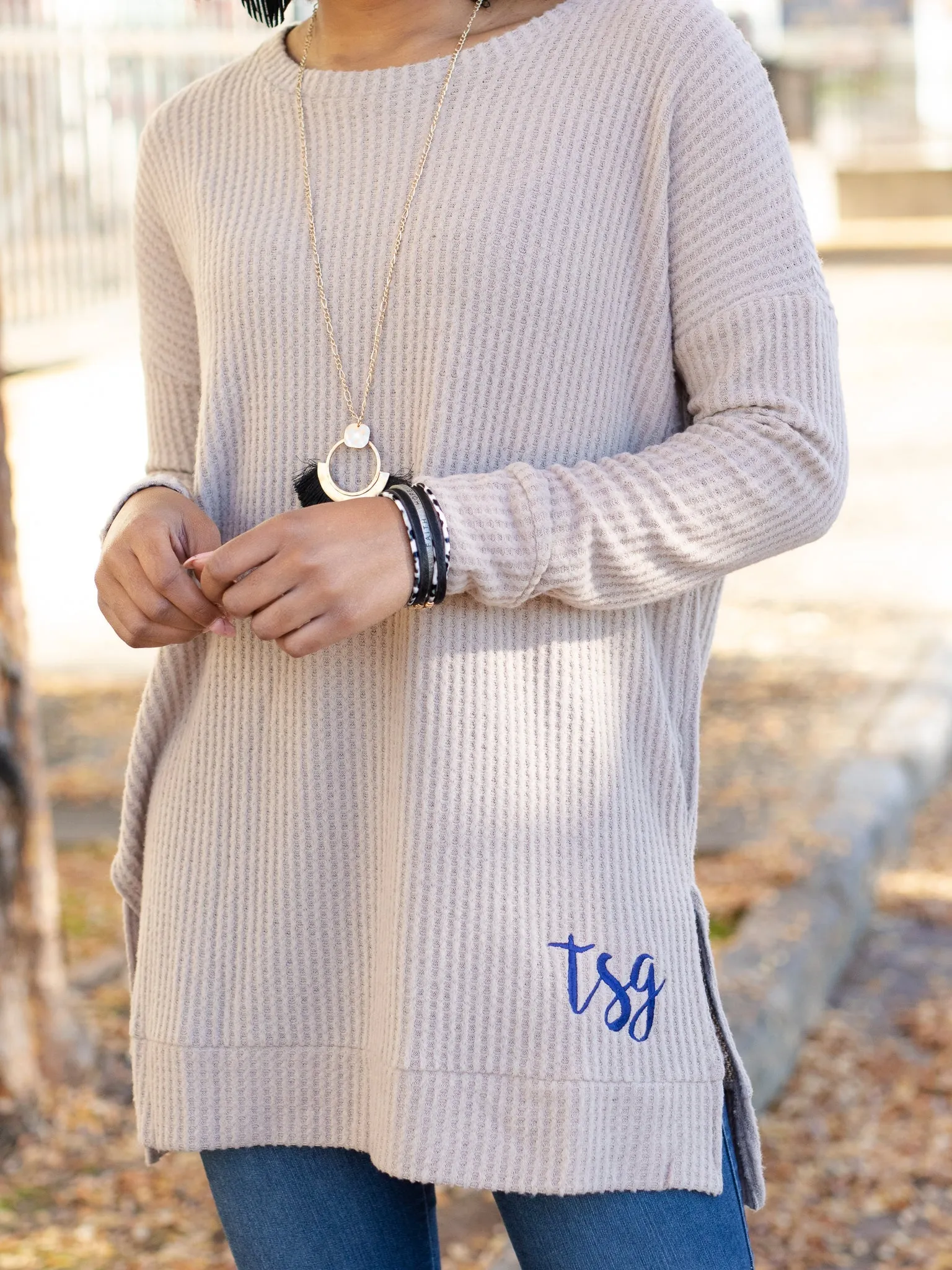 Confident and Carefree Round Neck Sweater - Tan