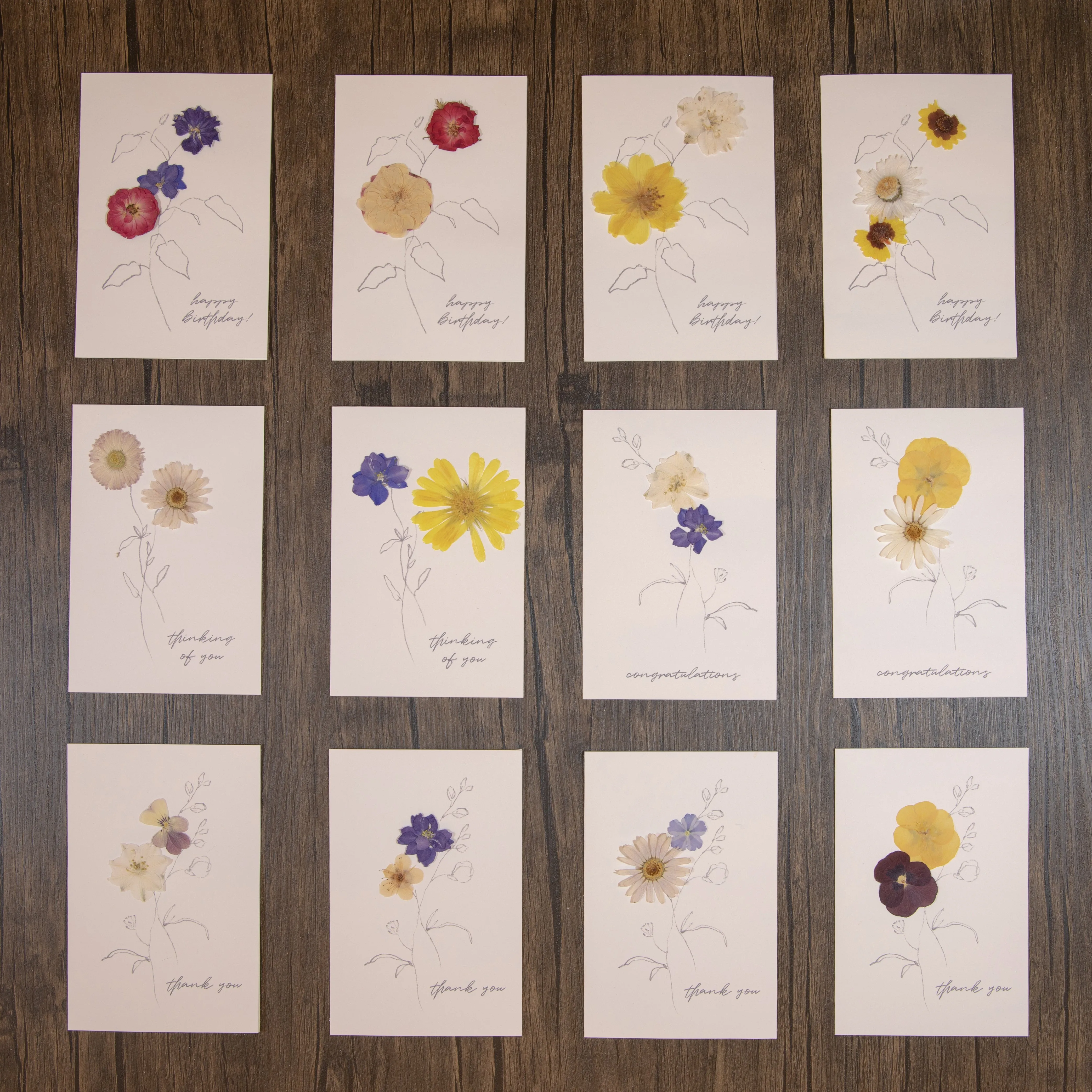 Congratulations - Larkspur Pressed Floral Stationery