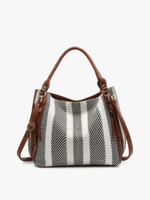 Connar Monogrammable Striped Tote - Black & White