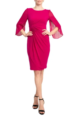 Connected Apparel 3/4 Bell Sleeve Sheath Dress