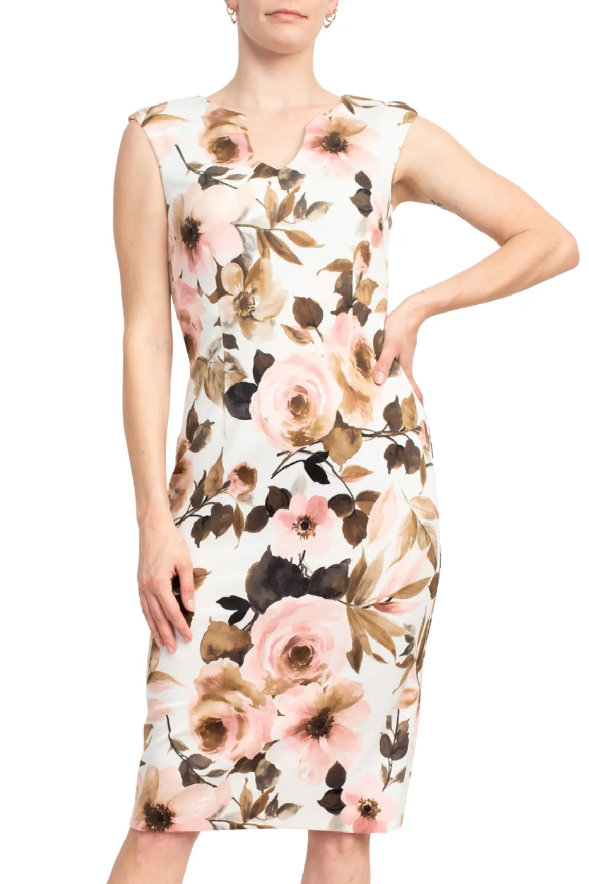 Connected Apparel Floral-Print Chiffon Midi Dress