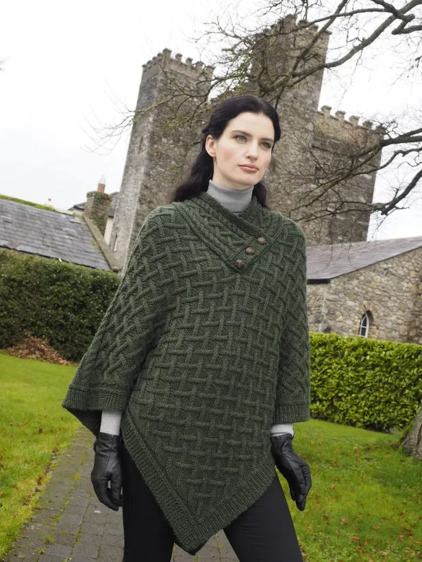 Connemara Super Soft Poncho - Green