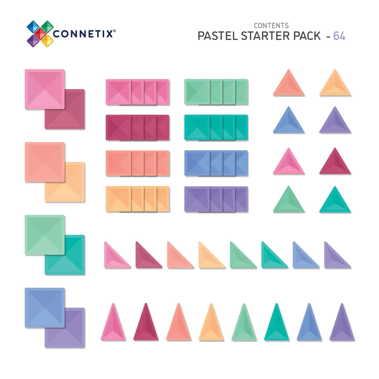 Connetix Pastel starter pack 64pc