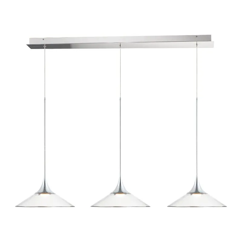 Cono 14" 3 Light Multi-Light Pendant in Polished Chrome