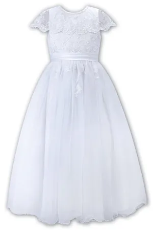 'Constance' White Lace & Embroidered Communion Dress