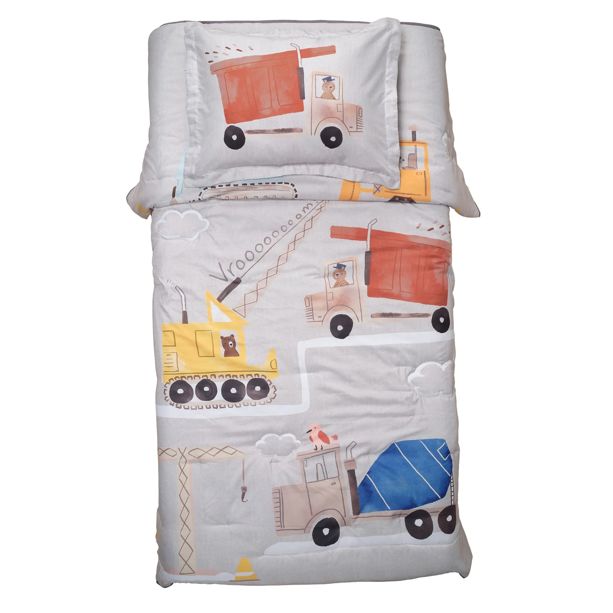 Construction Zone Twin Quilt & Pillow Sham Set