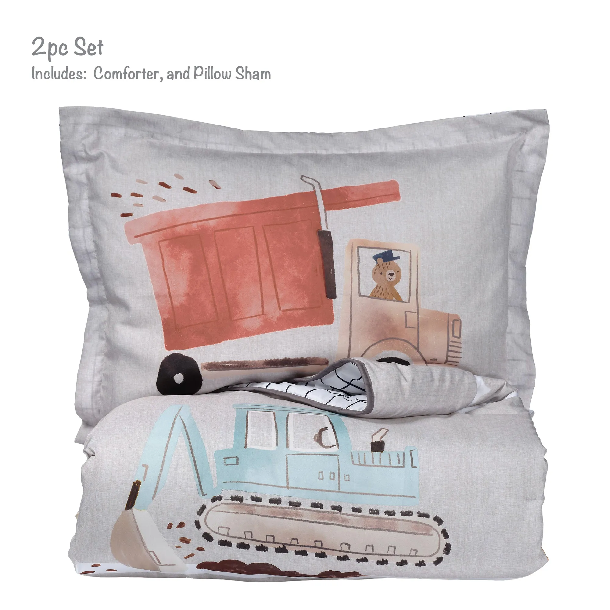 Construction Zone Twin Quilt & Pillow Sham Set