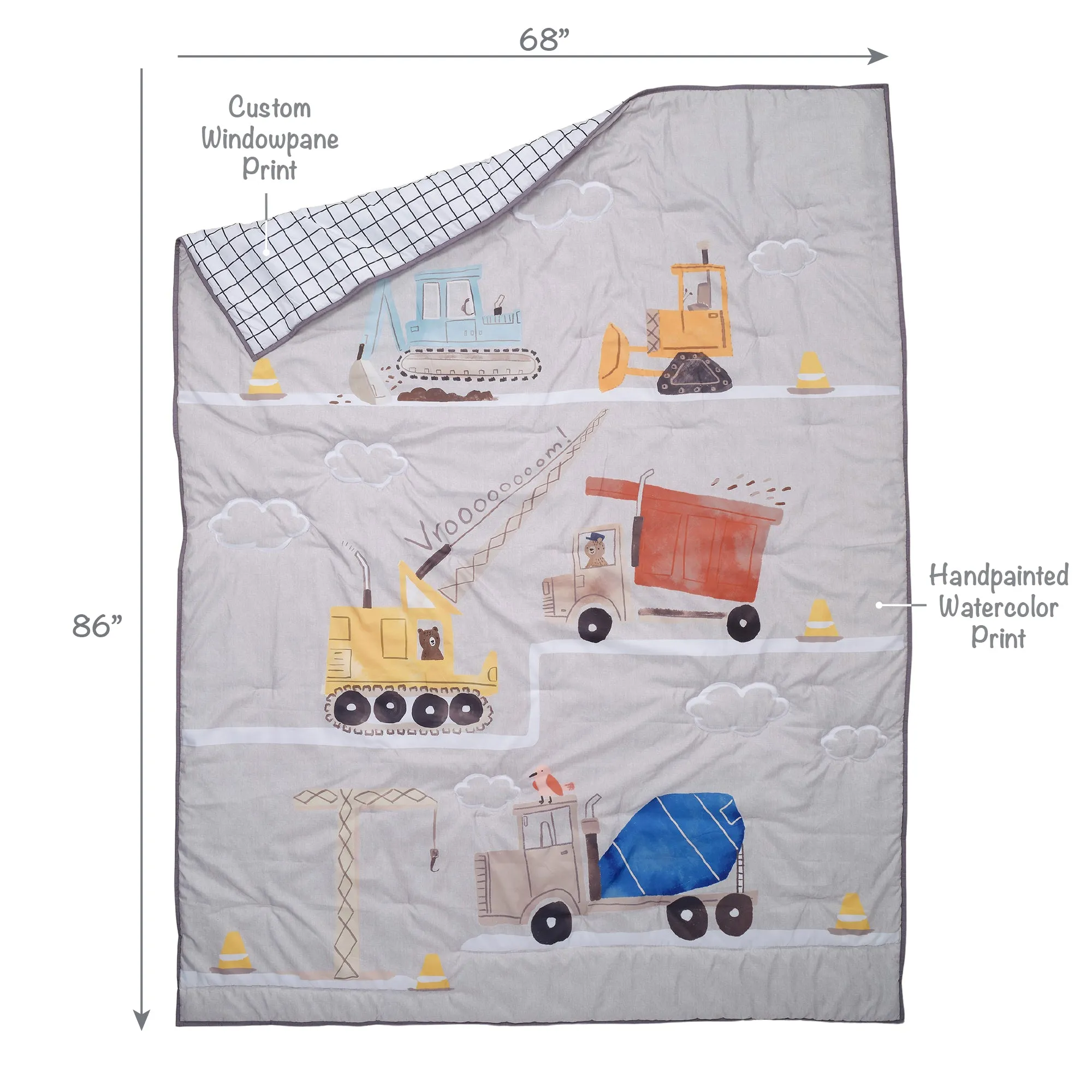 Construction Zone Twin Quilt & Pillow Sham Set