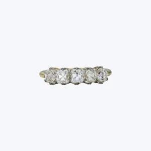 Contemporary 18K Yellow Gold and Platinum Old Mine Cut Diamond Band