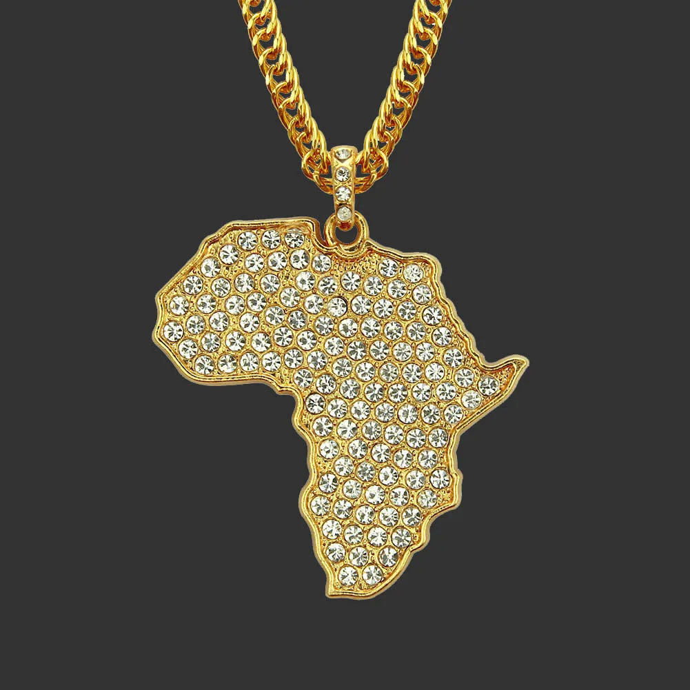 Contemporary African Essence: Gold-Toned Africa Map Necklace with Cuban Chain, Fashion Necklace, Cultural Heritage Jewelry