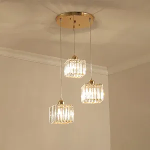 Contemporary Beveled Crystal Pendant Light with Swirl Design