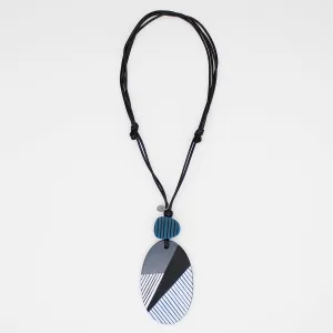 Contemporary Black White and Teal Solene Pendant