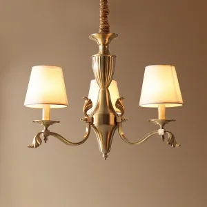 Contemporary Brass Chandelier Pendant Light with Empire Shade for Living Room