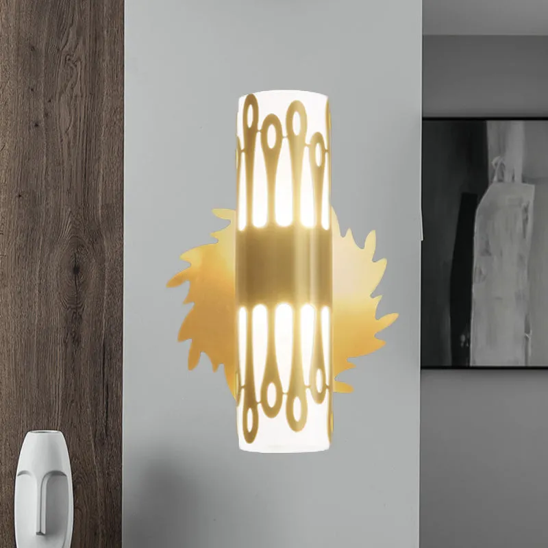 Contemporary Brass LED Cylinder Wall Lamp - Bedside Sconce