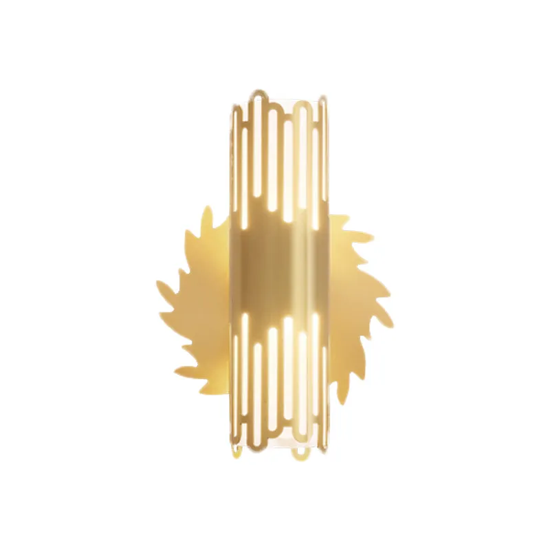 Contemporary Brass LED Cylinder Wall Lamp - Bedside Sconce