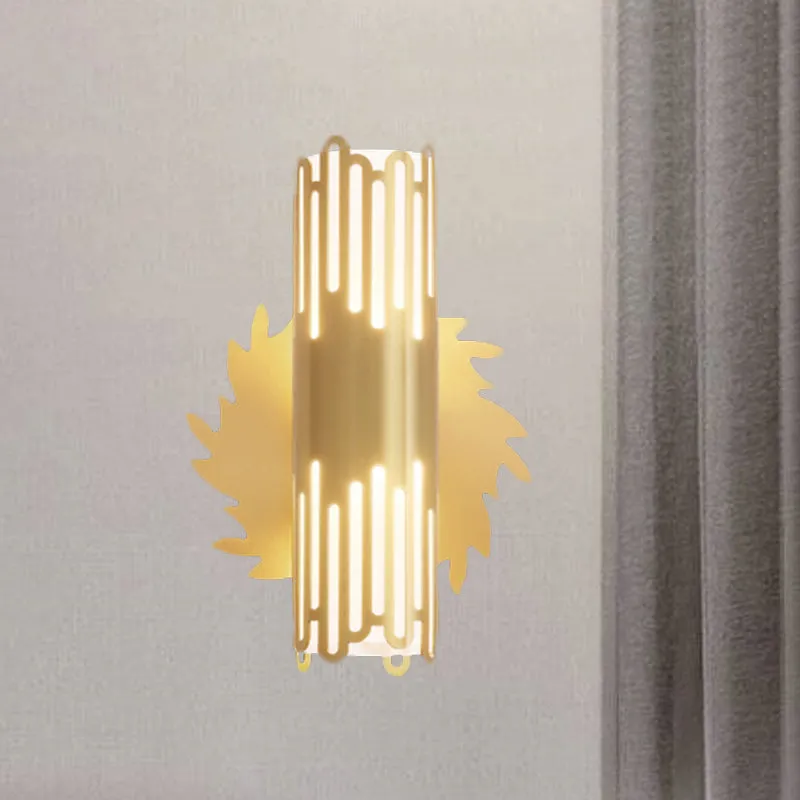 Contemporary Brass LED Cylinder Wall Lamp - Bedside Sconce