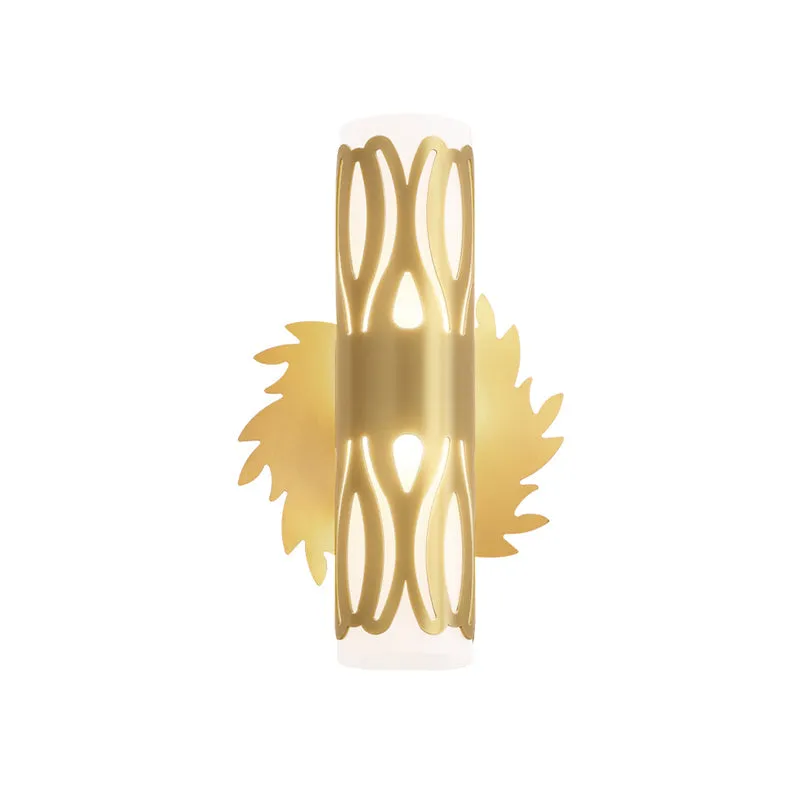 Contemporary Brass LED Cylinder Wall Lamp - Bedside Sconce